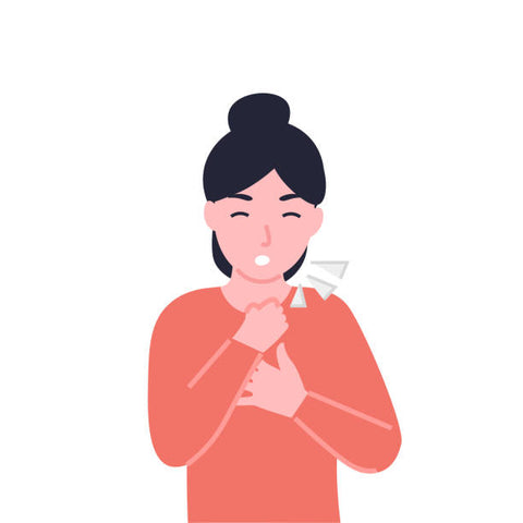 clipart depicting a woman with shortness of breath
