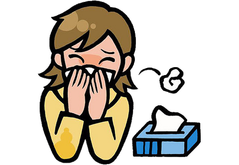 clipart of woman sneezing with allergies