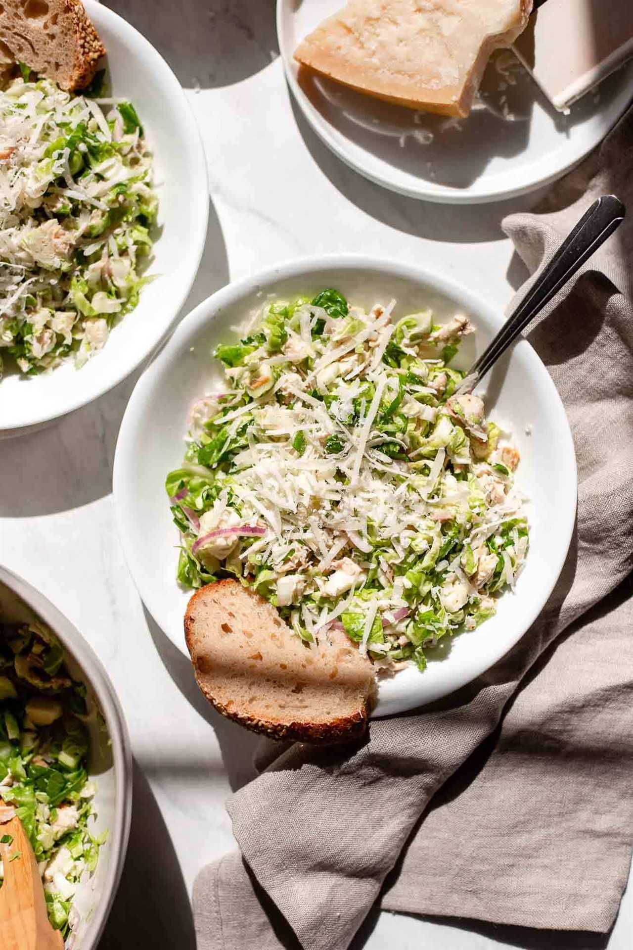 Nutritious Chicken Caesar Salad with Brussels Sprouts