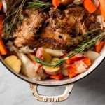Slow Cooked Pork Roast with Sauerkraut Potatoes and Carrots