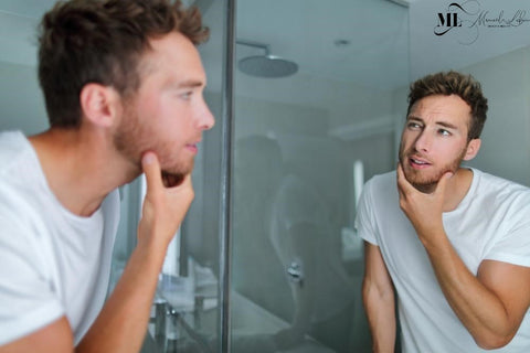 A man using ML Delicate Beauty natural facial skincare products